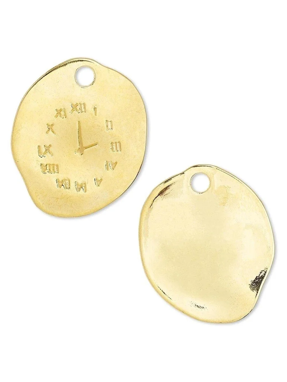 10 Gold 14K Plated Pewter Salvador Dali Style 25x21mm Clock Face Charms Pendants